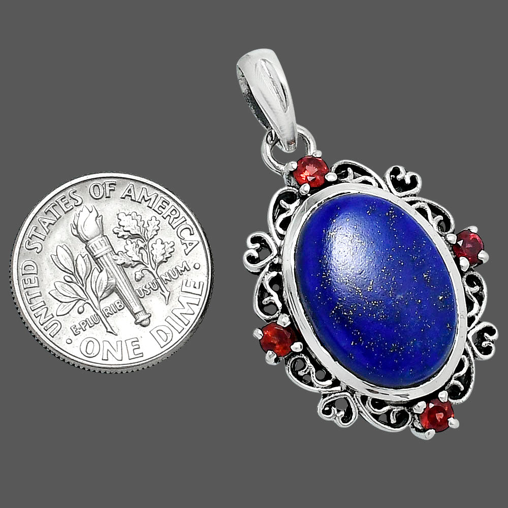 Premium Quality Lapis Lazuli & Garnet Pendant P-1743 42-EP10327