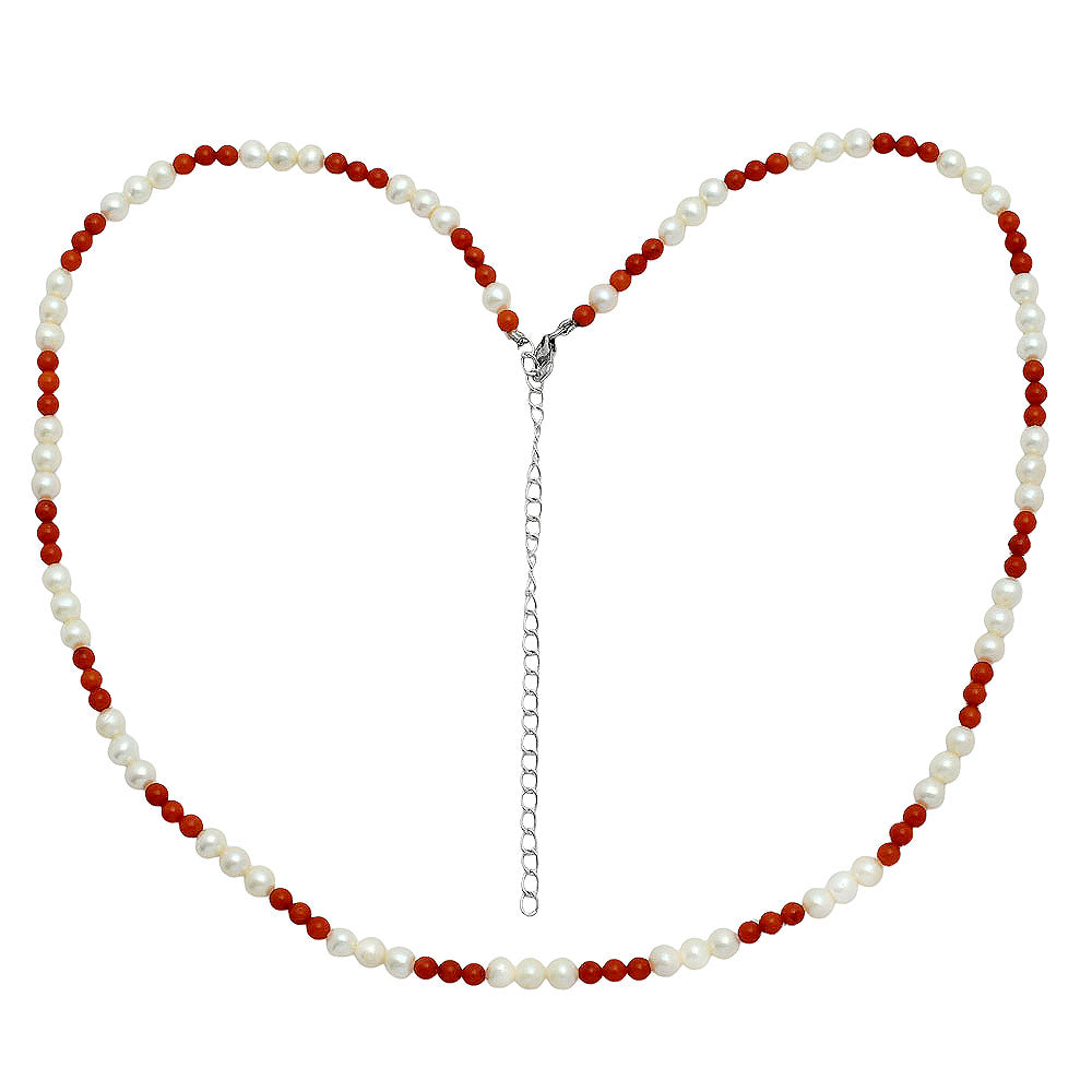 Premium Quality Pearl & Coral Beaded Necklace N-1025 43-EN10137