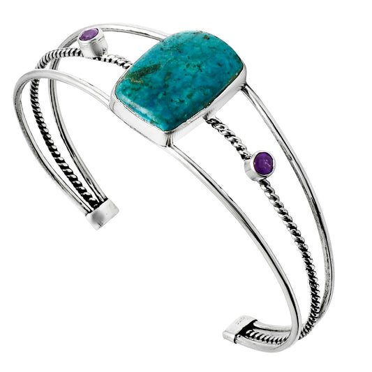 Premium Shattuckite & Amethyst Cuff Bangle Bracelet B-1011 46-EB10509