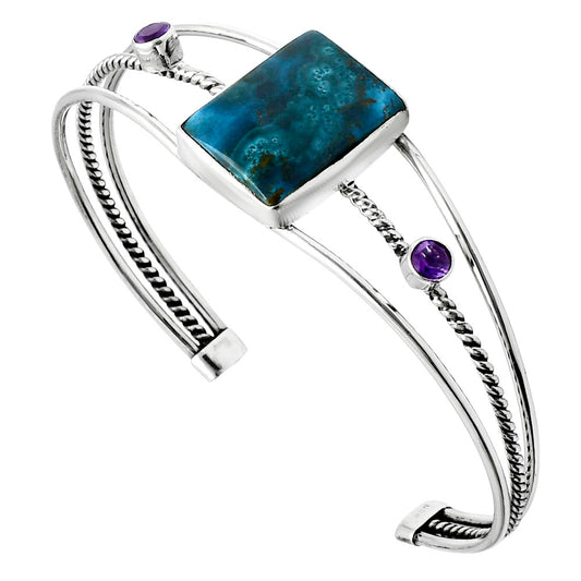 Premium Shattuckite & Amethyst Cuff Bangle Bracelet B-1011 46-EB10510