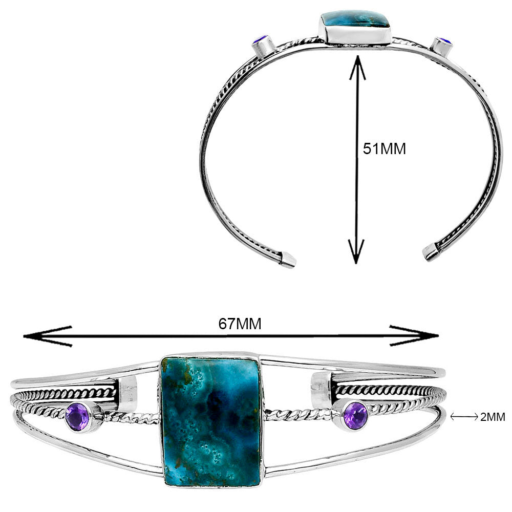 Premium Shattuckite & Amethyst Cuff Bangle Bracelet B-1011 46-EB10510