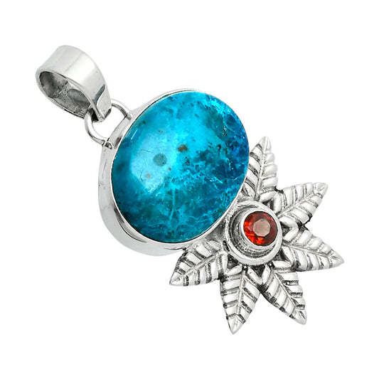 Premium Quality Shattuckite - USA & Garnet Pendant P-1425 46-EP10390