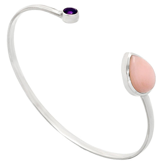 Premium Quality Pink Opal & Amethyst Cuff Bangle Bracelet B-1004 48-EB10511