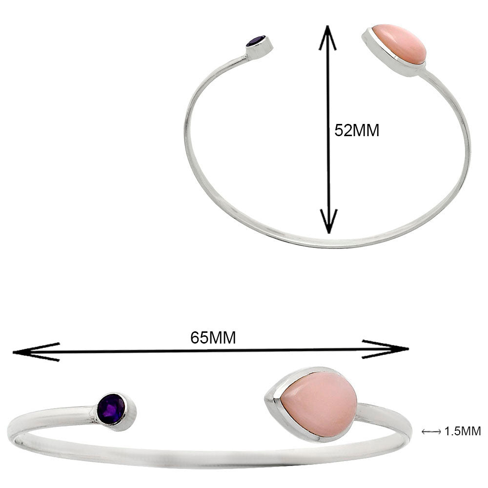 Premium Quality Pink Opal & Amethyst Cuff Bangle Bracelet B-1004 48-EB10511