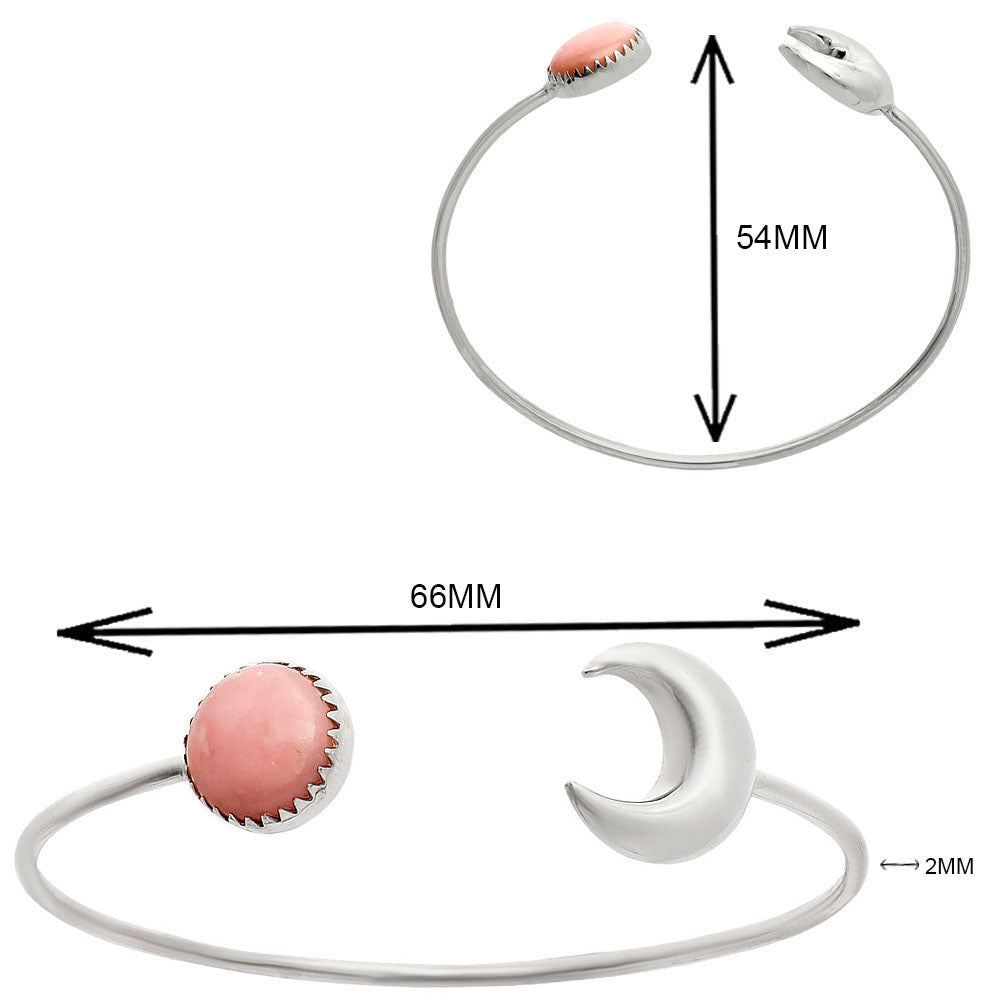 Premium Quality Crescent Moon Pink Opal Cuff Bangle Bracelet B-1046 48-EB10514