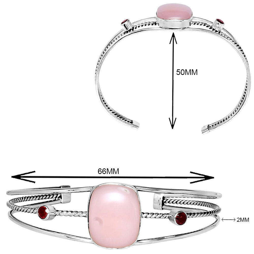 Premium Pink Opal & Garnet Cuff Bangle Bracelet B-1011 48-EB10519