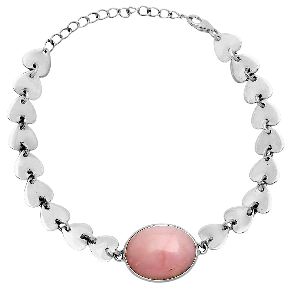 Premium Quality Heart - Pink Opal - Australia Bracelet B-1044 48-EB10525