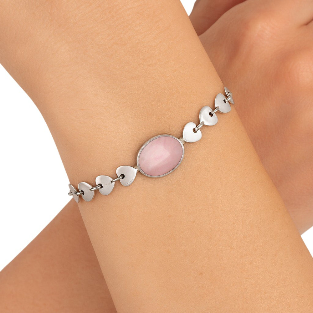 Premium Quality Heart - Pink Opal - Australia Bracelet B-1044 48-EB10526