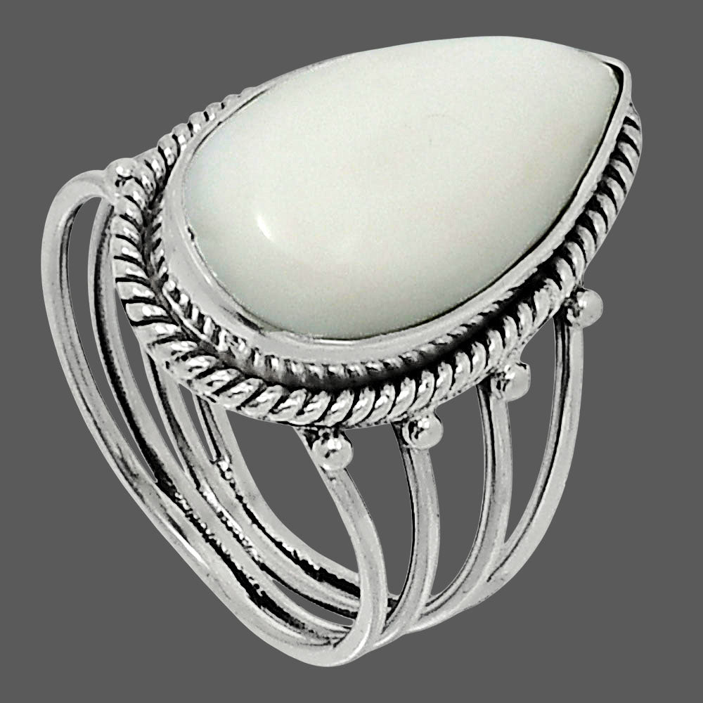 Premium Quality Natural White Opal Ring size-9 R-1010 50-ER14151