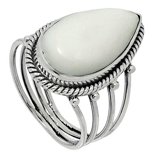 Premium Quality Natural White Opal Ring size-9 R-1010 50-ER14151