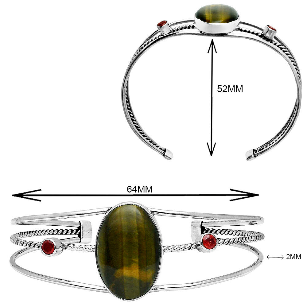 Premium Blue Tiger Eye & Garnet Cuff Bangle Bracelet B-1011 51-EB10533