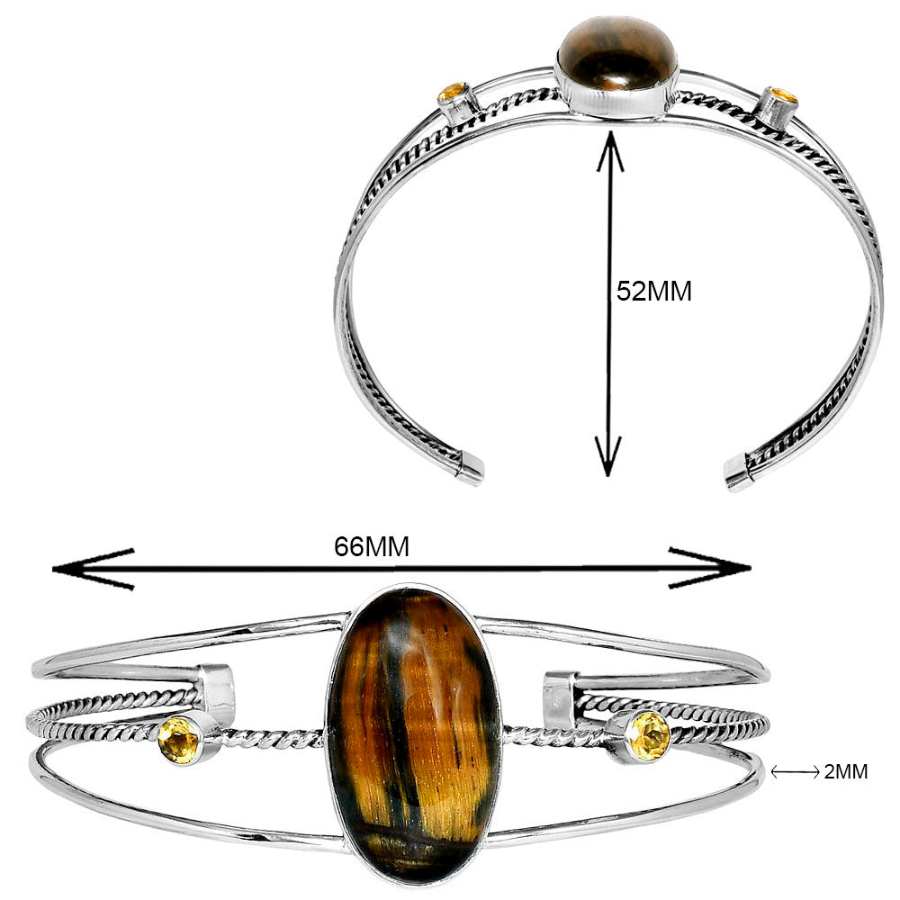 Premium Blue Tiger Eye & Citrine Cuff Bangle Bracelet B-1011 51-EB10534