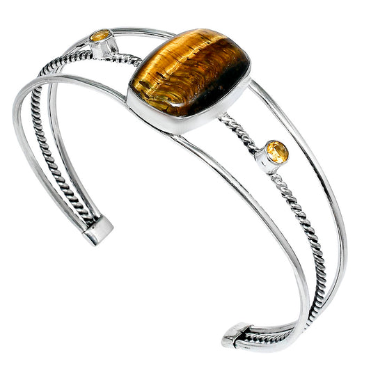 Premium Tiger Eye & Citrine Cuff Bangle Bracelet B-1011 51-EB10536