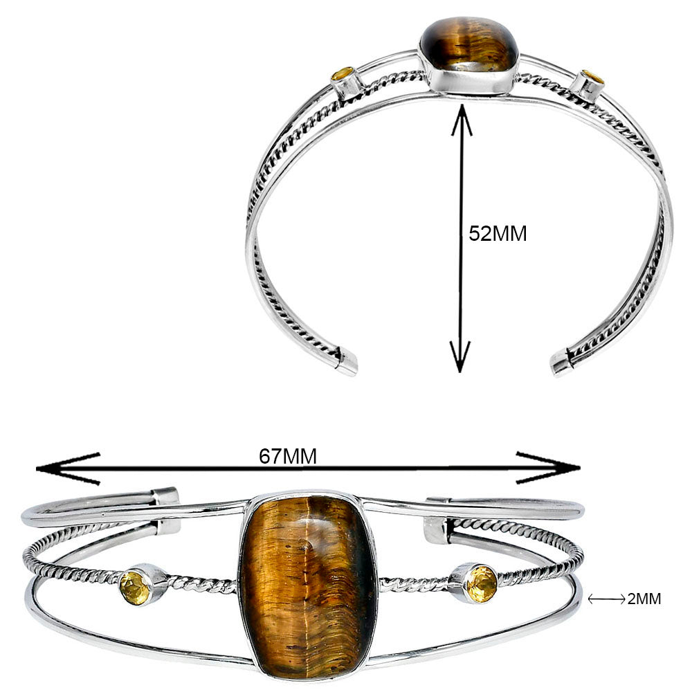 Premium Tiger Eye & Citrine Cuff Bangle Bracelet B-1011 51-EB10536