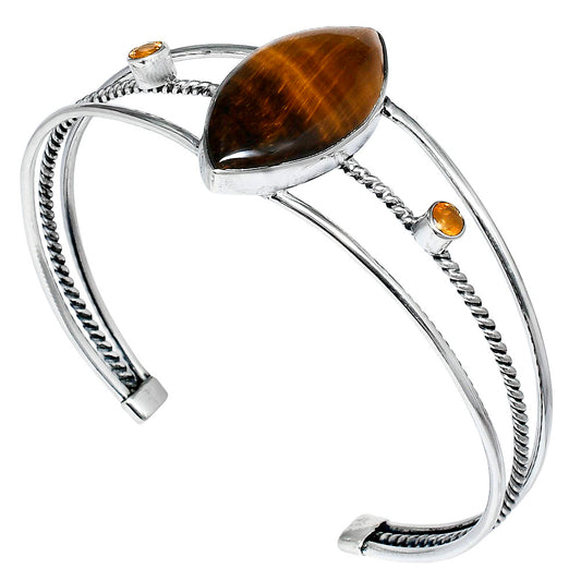 Premium Tiger Eye & Citrine Cuff Bangle Bracelet B-1011 51-EB10537