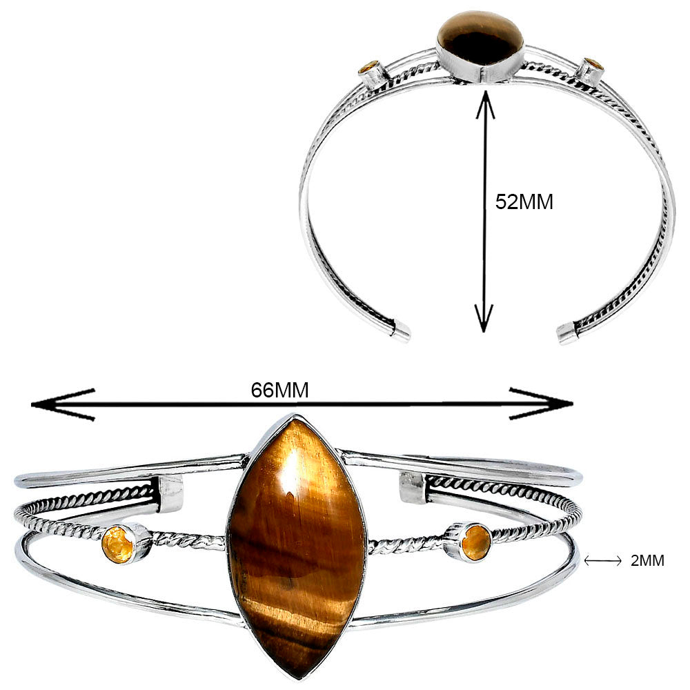 Premium Tiger Eye & Citrine Cuff Bangle Bracelet B-1011 51-EB10537