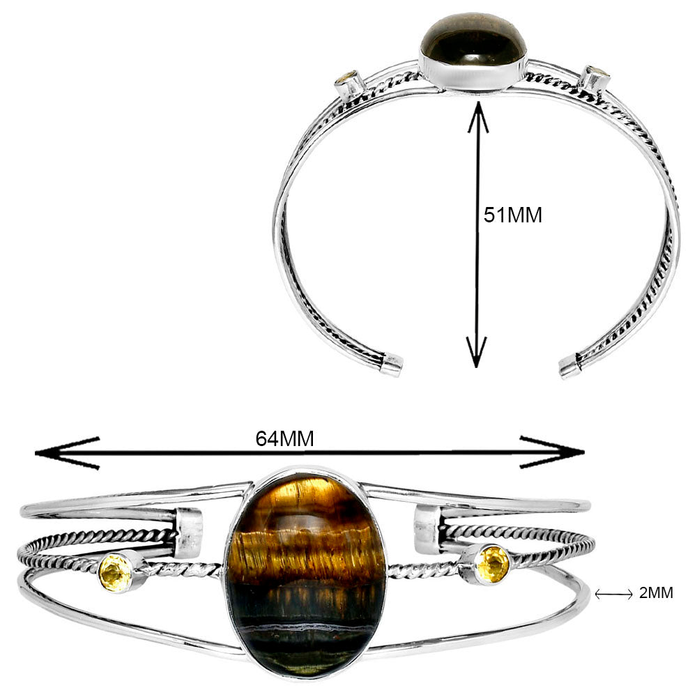 Premium Blue Tiger Eye & Citrine Cuff Bangle Bracelet B-1011 51-EB10539