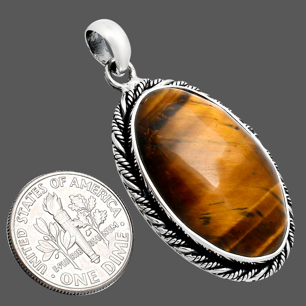 Premium Quality Natural Tiger Eye Pendant P-1074 51-EP10412