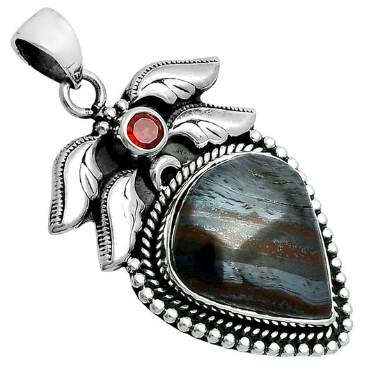 Premium Quality Iron Tiger Eye & Garnet Pendant P-1740 51-EP10417