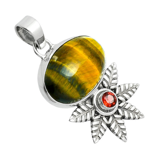 Premium Quality Tiger Eye - Africa & Garnet Pendant P-1425 51-EP10421