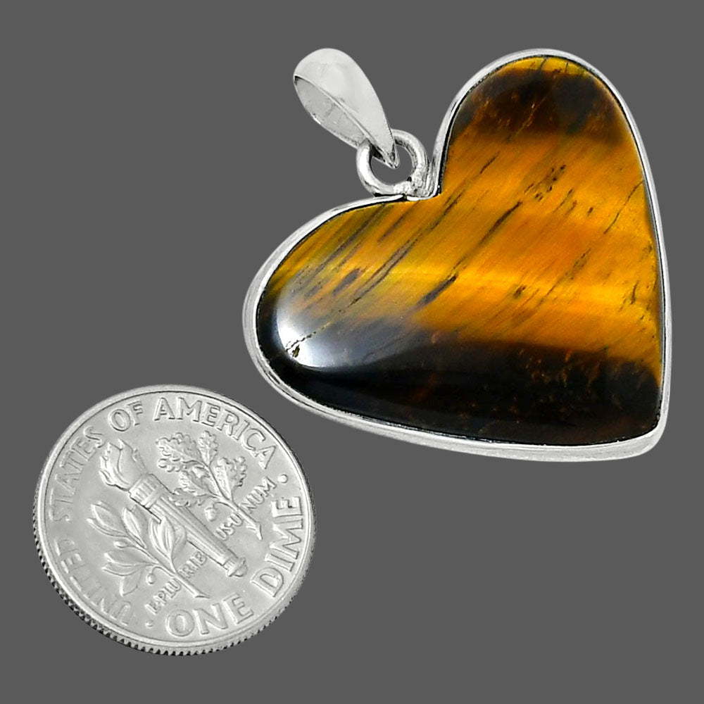 Heart Premium Quality Tiger Eye Pendant P-1043 51-EP10427