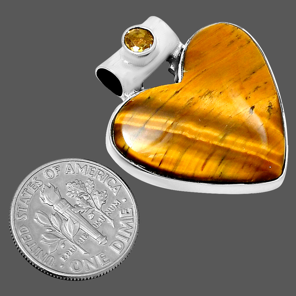 Premium Heart Tiger Eye & Citrine Pendant P-1300 51-EP10463