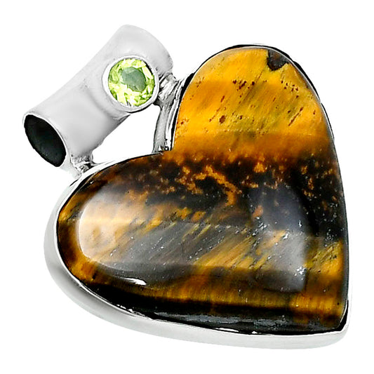 Premium Heart Tiger Eye & Peridot Pendant P-1300 51-EP10473