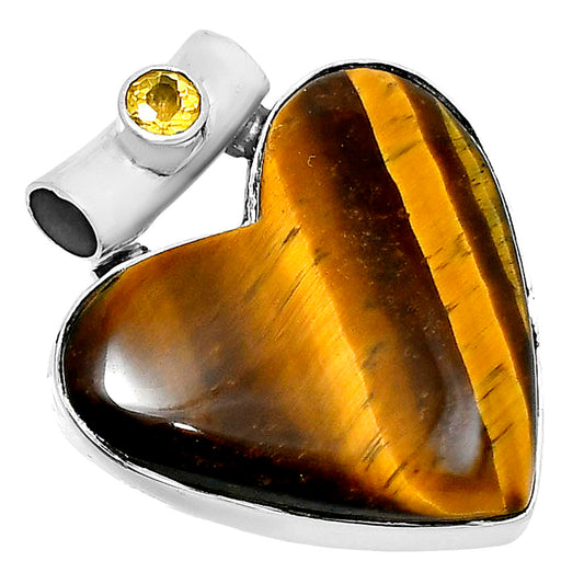 Premium Heart Tiger Eye & Citrine Pendant P-1300 51-EP10481