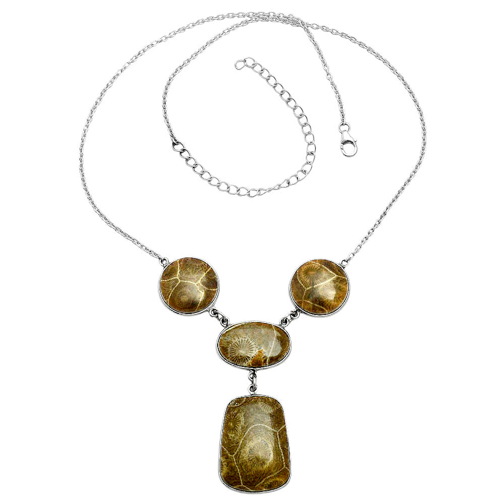 Premium Quality Flower Fossil Coral Necklace N-1013 52-EN10148