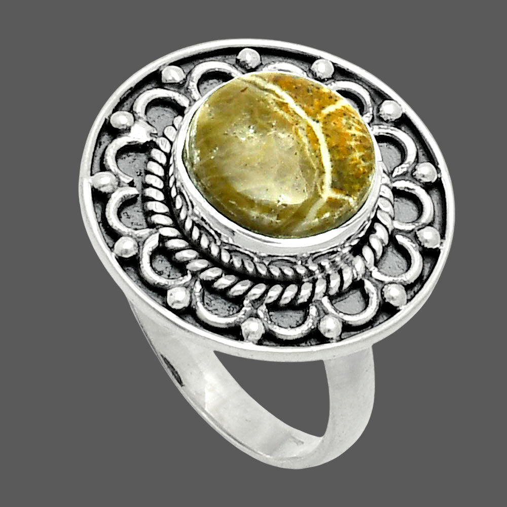 Premium Quality Natural Flower Fossil Coral Ring size-7.5 R-1256 52-ER14194