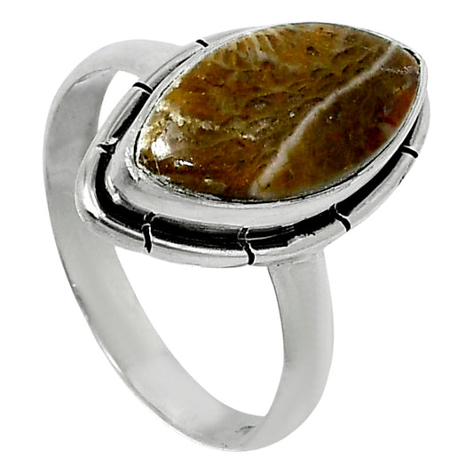 Natural Flower Fossil Coral Ring size-8 R-1011 52-ER14928