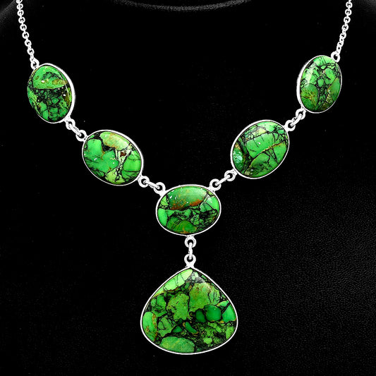 Premium Quality Green Matrix Turquoise Necklace N-1013 53-EN10151