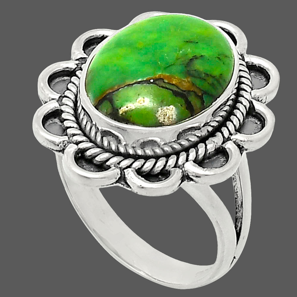 Premium Quality Green Matrix Turquoise Ring size-7 R-1221 53-ER14340