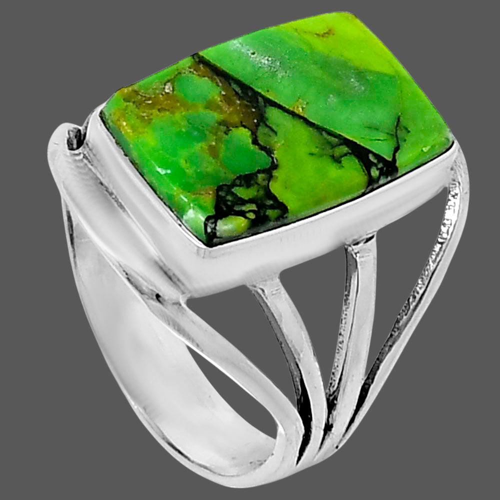 Premium Green Matrix Turquoise Ring size-9 R-1219 53-ER14420