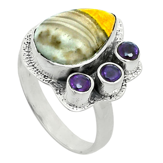 Premium Quality Indonesian Bumble Bee & Amethyst Ring size-7 R-1655 54-ER14426