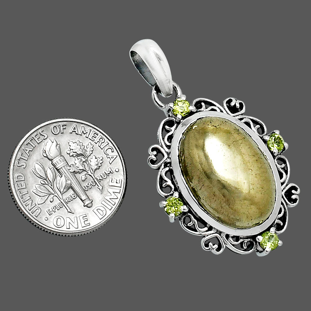 Premium Apache Gold Healer's Gold & Peridot Pendant P-1743 55-EP10504
