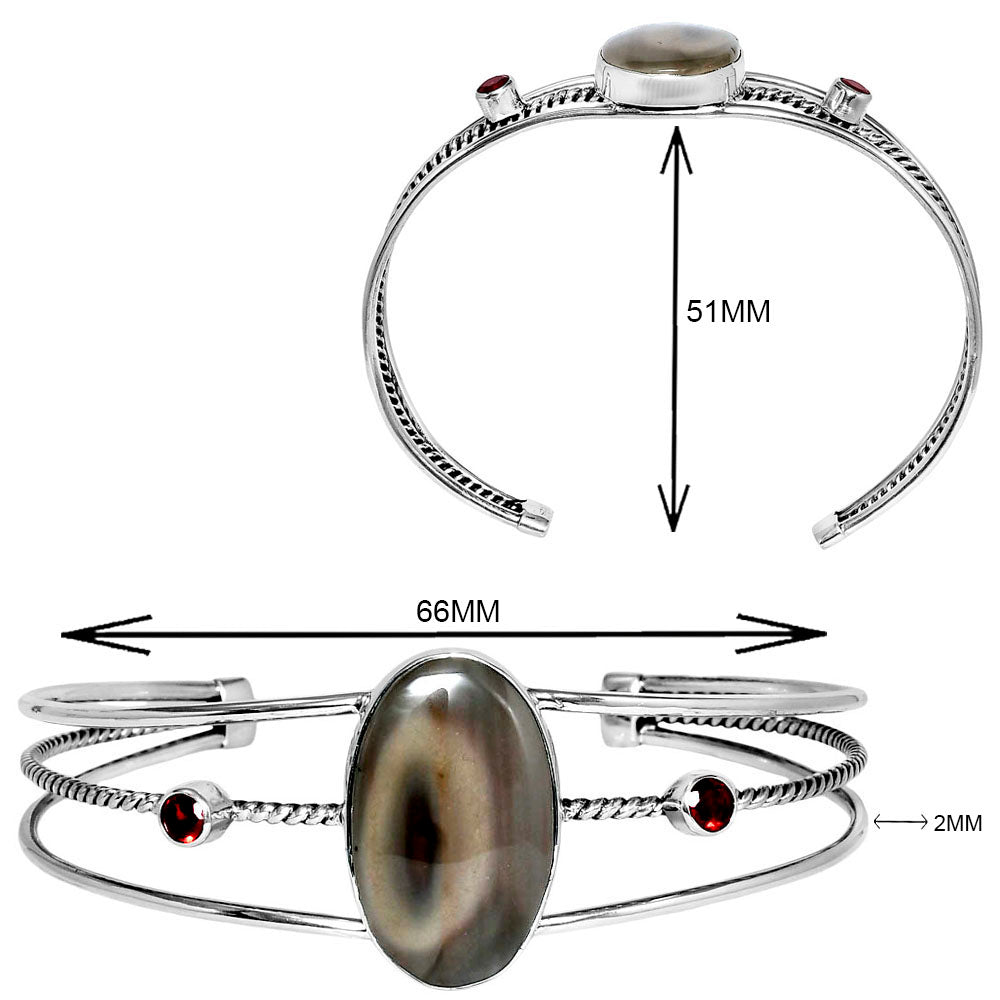 Premium Imperial Jasper & Garnet Cuff Bangle Bracelet B-1011 56-EB10561