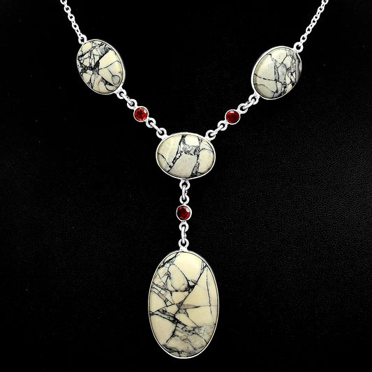Premium Quality Porcelain Jasper & Garnet Necklace N-1023 56-EN10155