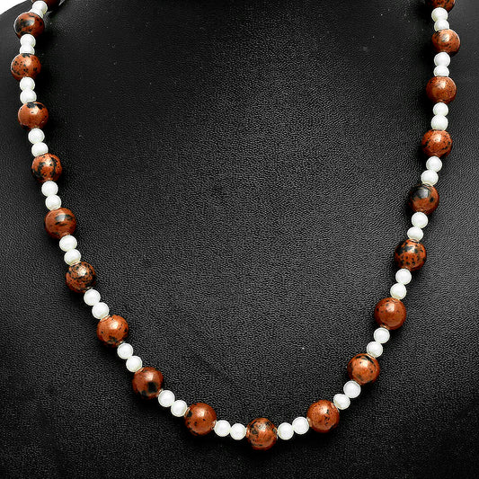 Premium Australian Pilbara Jasper & Pearl Beaded Necklace N-1025 56-EN10160