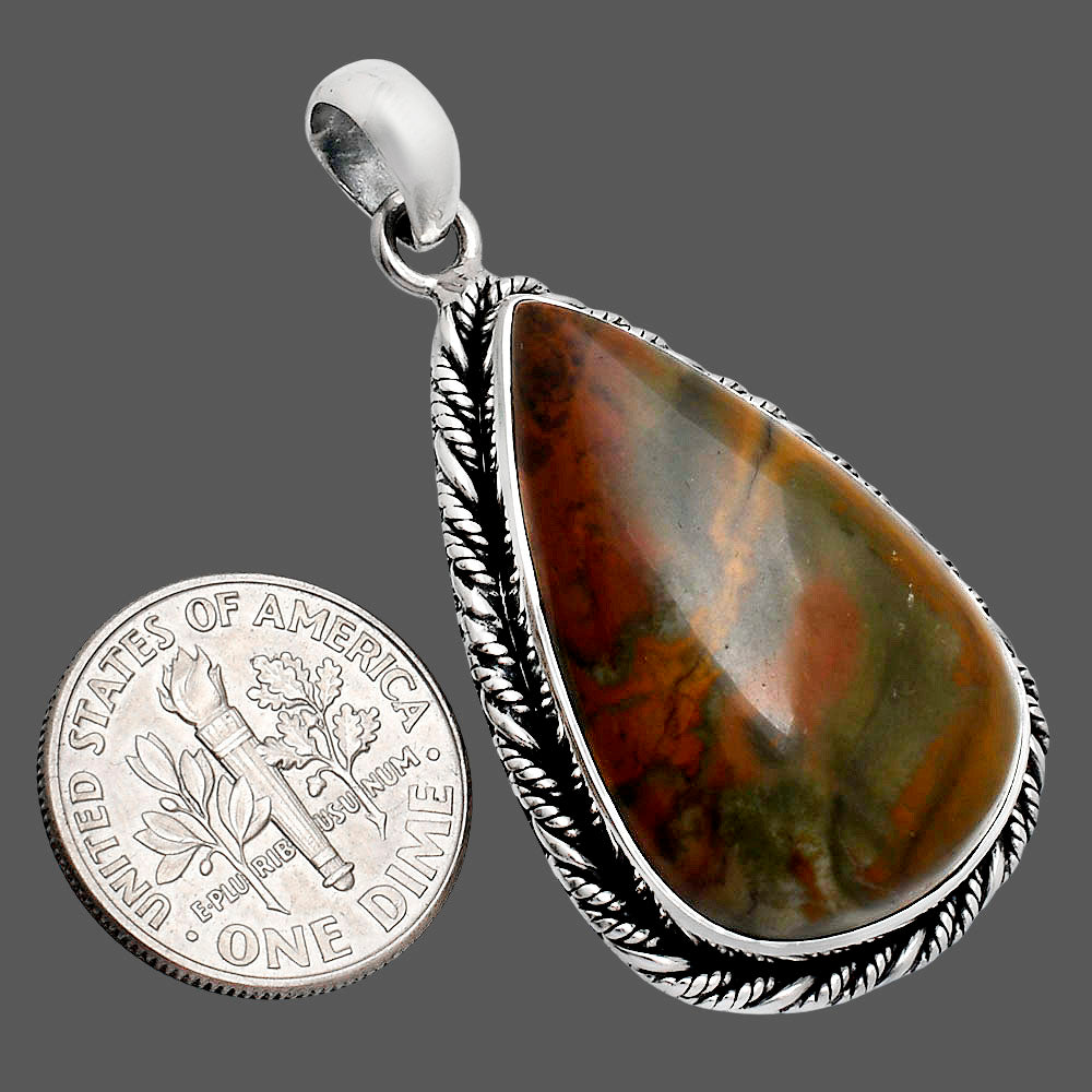 Premium Quality Polygram Jasper Pendant P-1074 56-EP10514