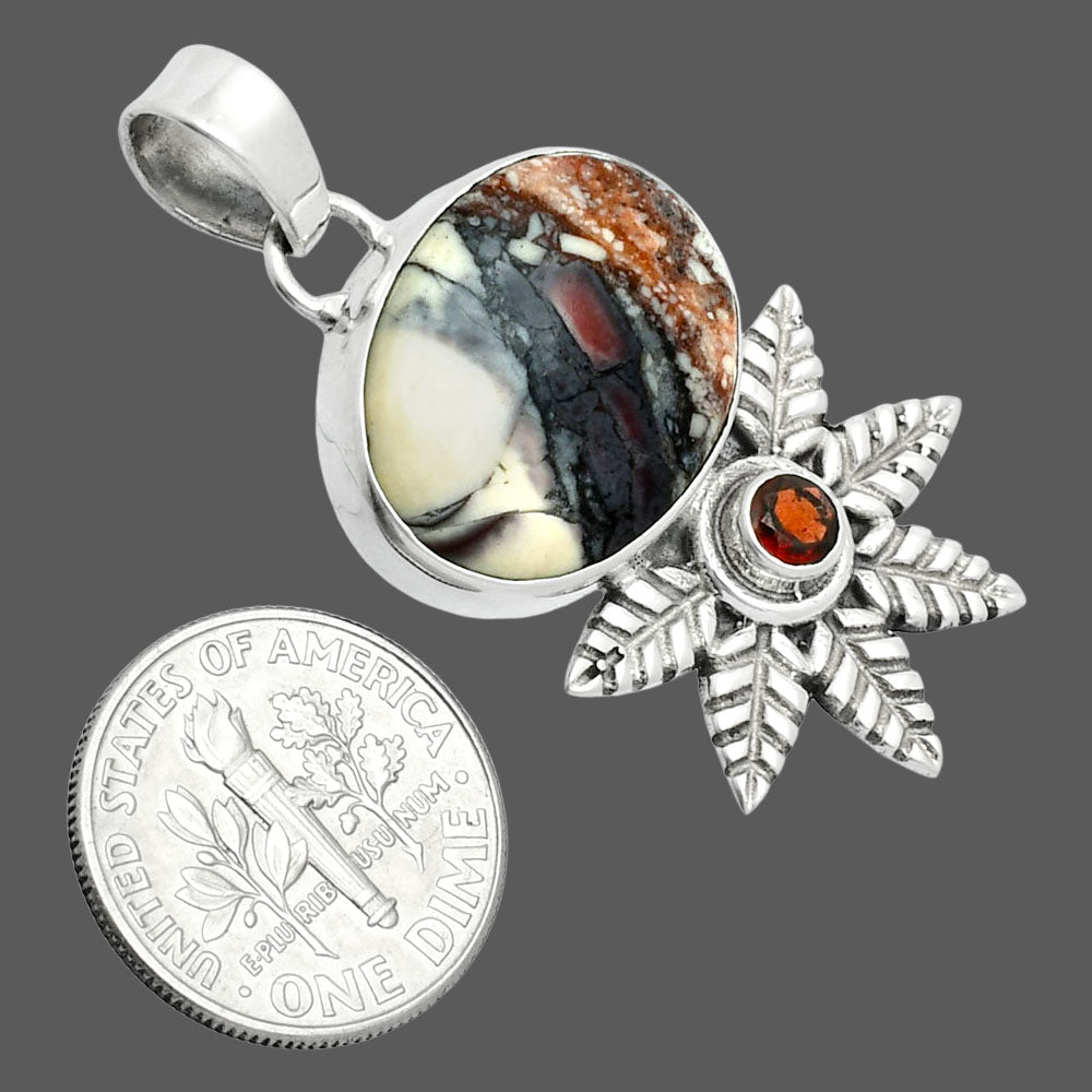 Premium Quality Porcelain Jasper & Garnet Pendant P-1425 56-EP10558