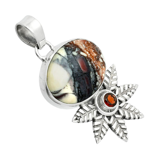Premium Quality Porcelain Jasper & Garnet Pendant P-1425 56-EP10558