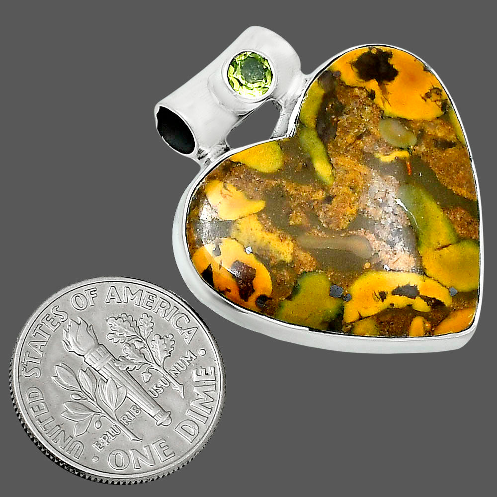 Premium Heart Bamboo Jasper & Peridot Pendant P-1300 56-EP10650