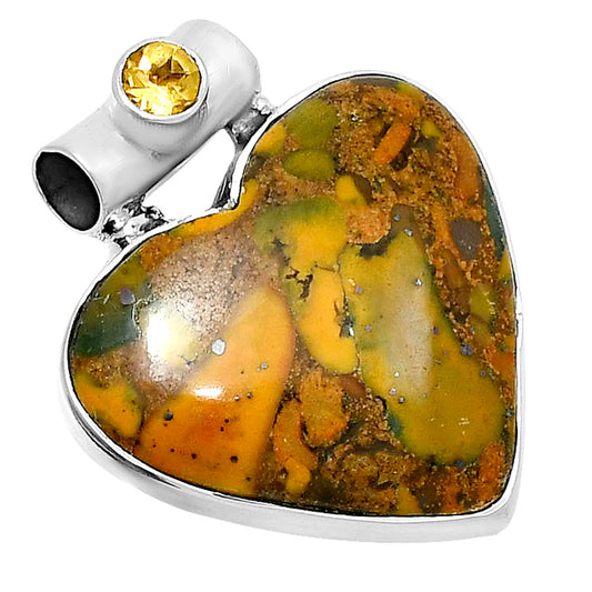 Premium Heart Bamboo Jasper & Citrine Pendant P-1300 56-EP10655