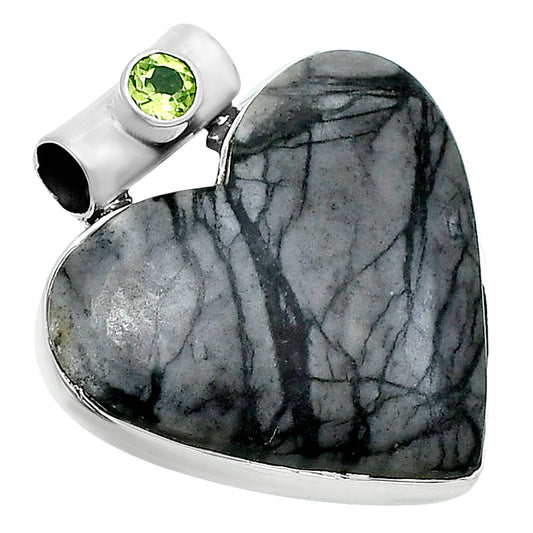 Premium Quality Heart Picasso Jasper & Peridot Pendant P-1300 56-EP10669