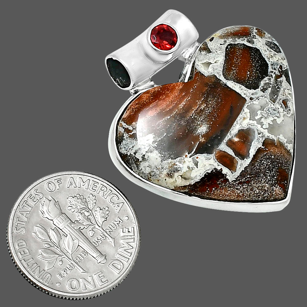 Premium Heart Tabu Jasper & Garnet Pendant P-1300 56-EP10674