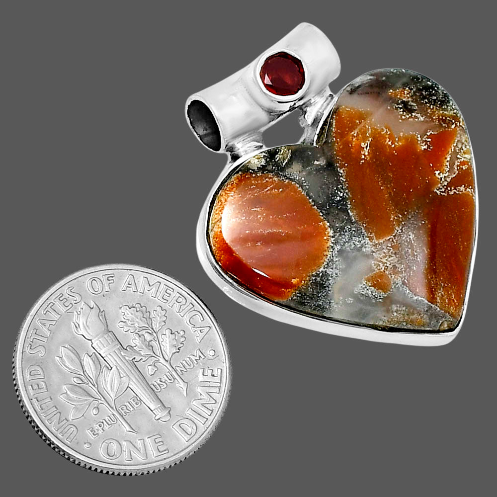 Premium Heart Tabu Jasper & Garnet Pendant P-1300 56-EP10676