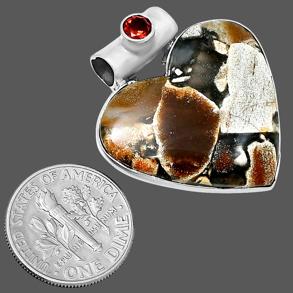 Premium Heart Tabu Jasper & Garnet Pendant P-1300 56-EP10682