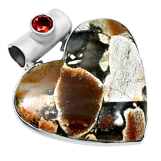 Premium Heart Tabu Jasper & Garnet Pendant P-1300 56-EP10682