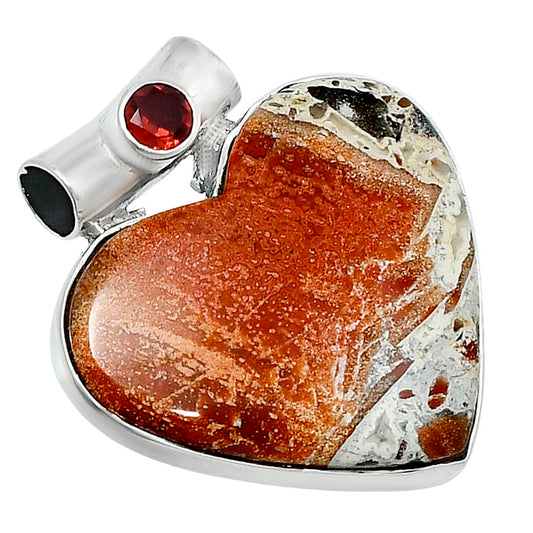 Premium Heart Tabu Jasper & Garnet Pendant P-1300 56-EP10683